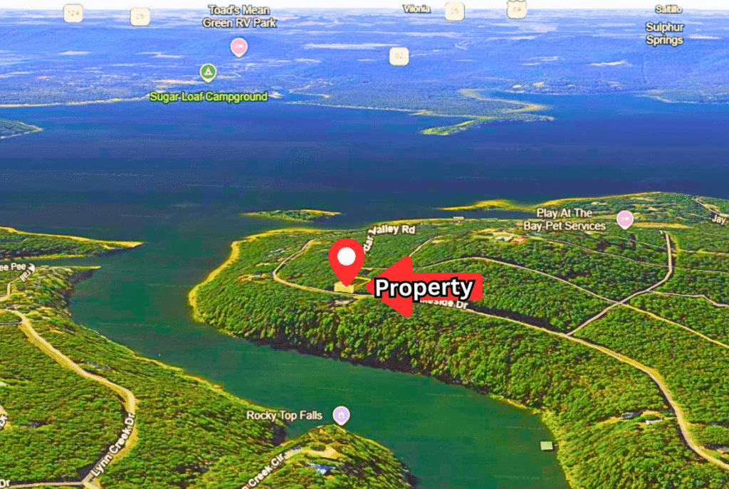 Lake view property in Fairfield Bay, AR with elevation and hilly terrain - photo 2