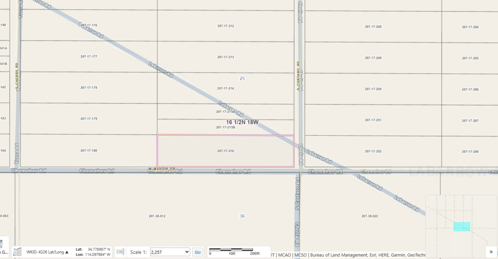 2.08 acre desert lot for sale in Yucca, Arizona - Desert Skies Unit 1