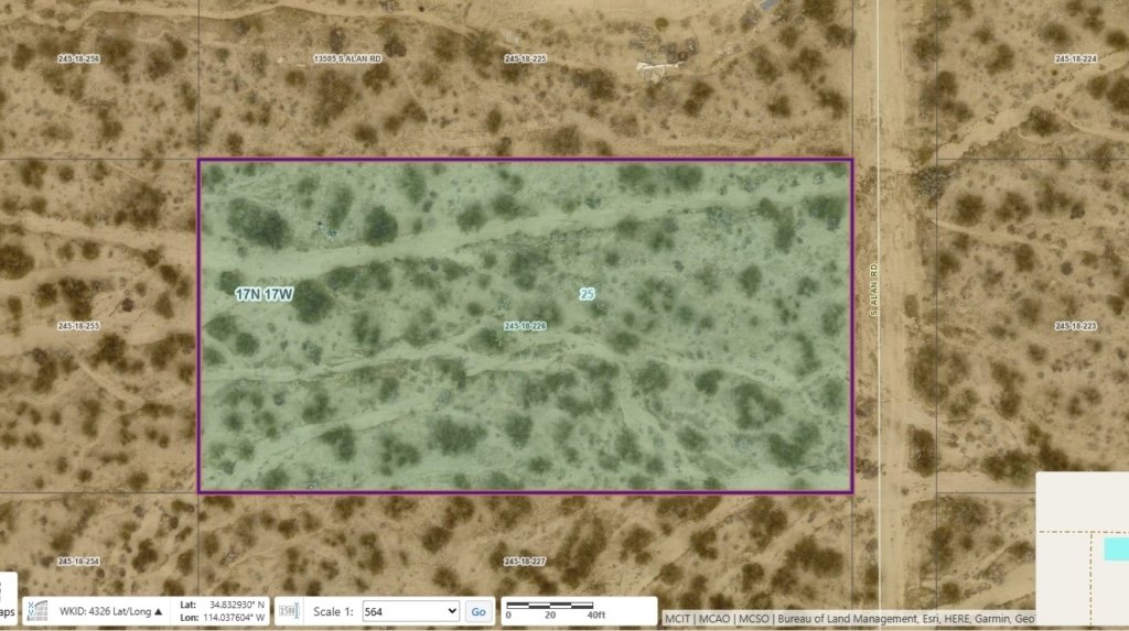 1.15 acre buildable land lot for sale in Lake Havasu Estates near Yucca, Arizona
