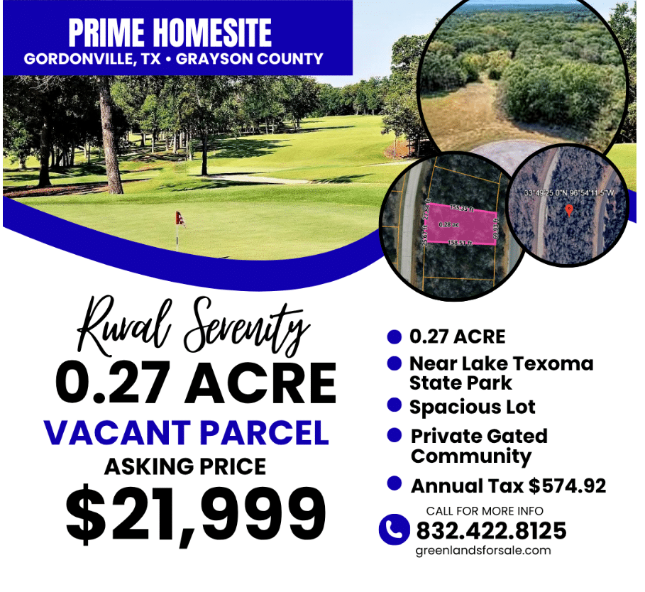 Prime 0.27 Acre Homesite in Rock Creek – Gated Golf Community Near Lake Texoma