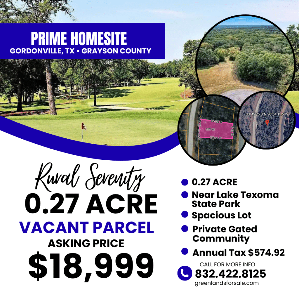 Owner-financed 0.27 acre lot in gated Rock Creek community near Lake Texoma, Texas