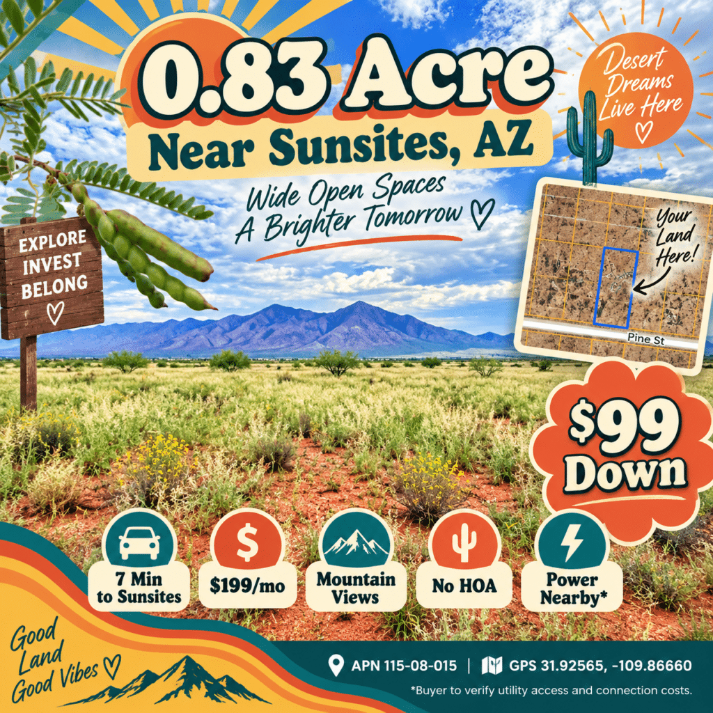0.83 acre buildable lot near Pearce, Arizona - owner financed land listing