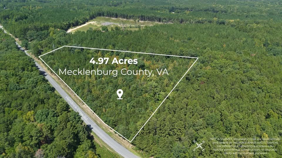 4.97 Wooded Acres with Paved Road Frontage – Boydton, VA