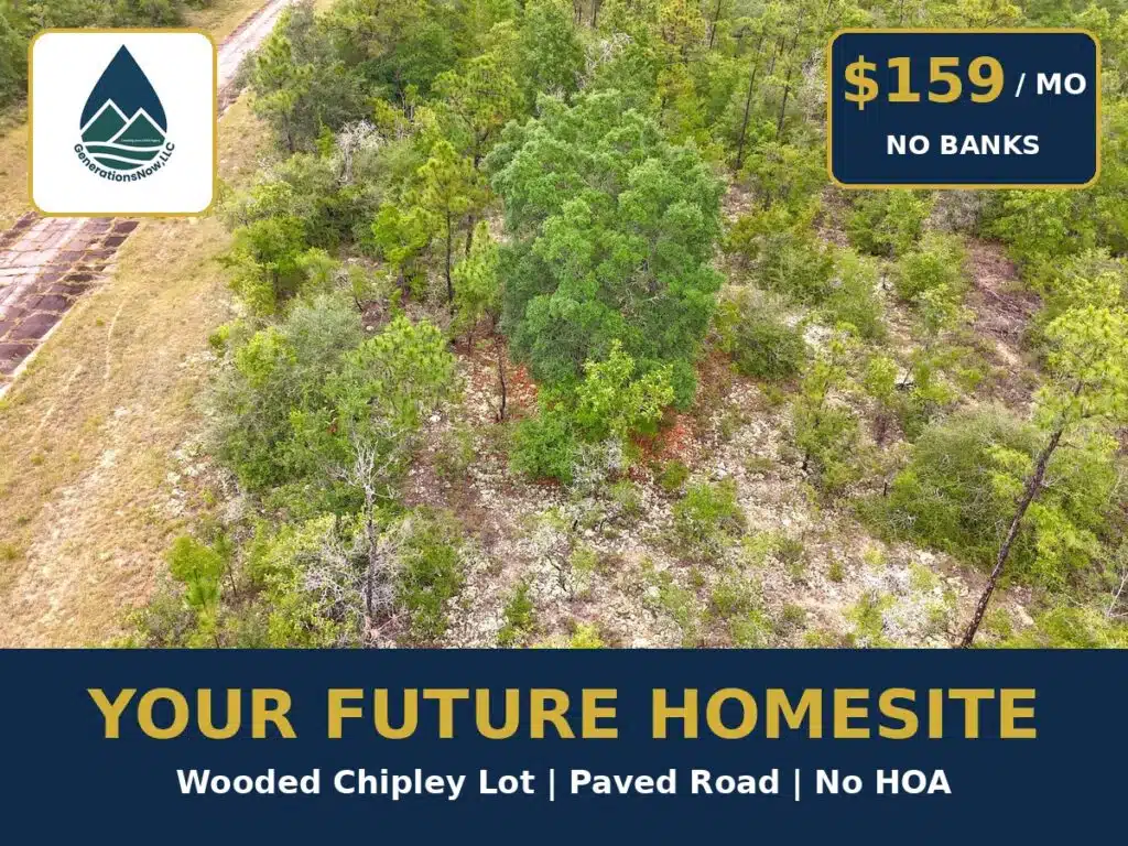 Wooded, Paved Road, No HOA, Your Chipley Homesite for $159 a Month